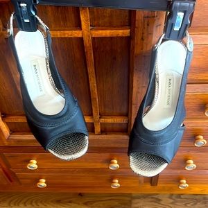 Dana Buchman  black and metallic silver chunky heels - size 6.5